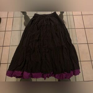 Women's Black Elastic Waist Long Maxi Skirt